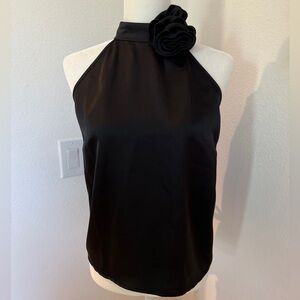 Cute Y2K Cynthia Rowley Black Floral‎ Neck Halter Top